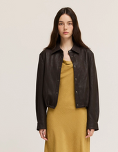 Button Down Snap Button Vegan Leather Jacket