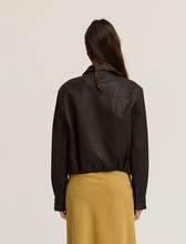 Button Down Snap Button Vegan Leather Jacket