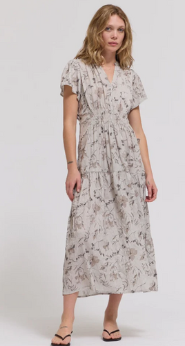 Ruffle Satin Midi Dress
