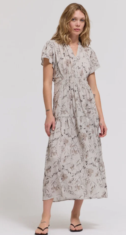 Ruffle Satin Midi Dress