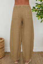 Linen Relaxed Fit Elastic Waistband Pants w/ Pockets