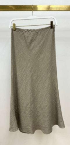 Linen Lace Trim Maxi Skirt
