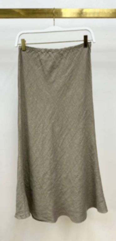 Linen Lace Trim Maxi Skirt