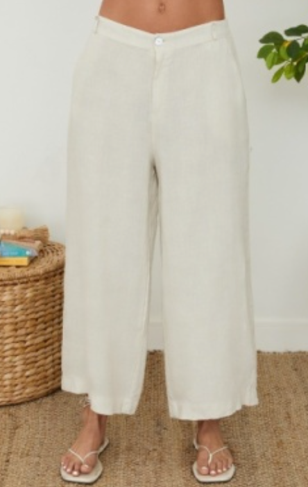 Wide Leg Linen Gaucho Trouser Pant