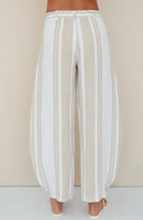Stripe Linen Cinched Hem Pants