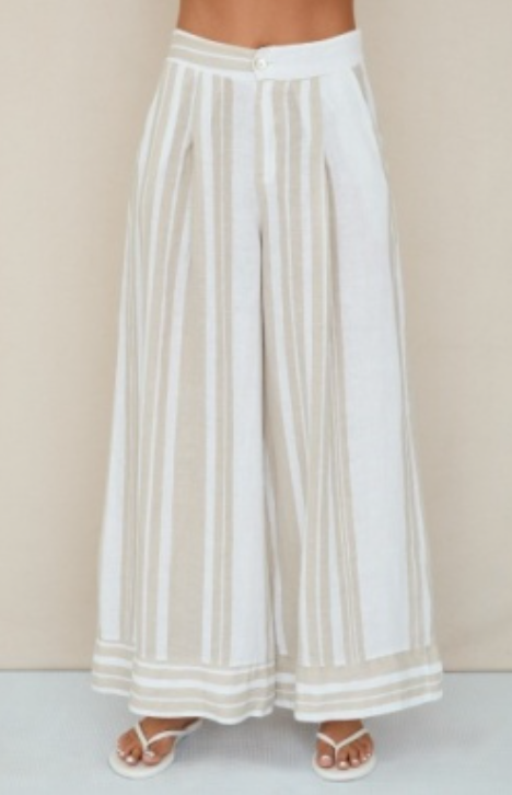 Stripe Linen Wide Leg Plazzo Pants