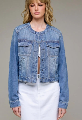 Collarless Trucker Jacket