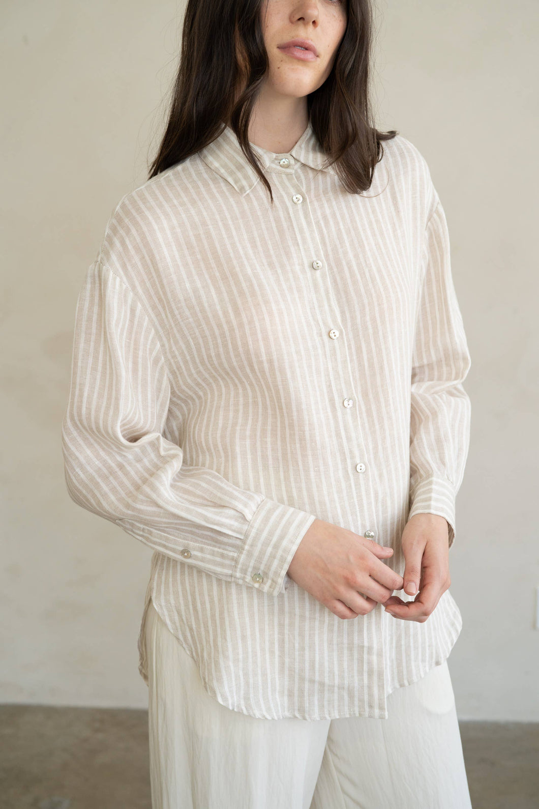 STRIPED LINEN ESSENTIAL SHIRT